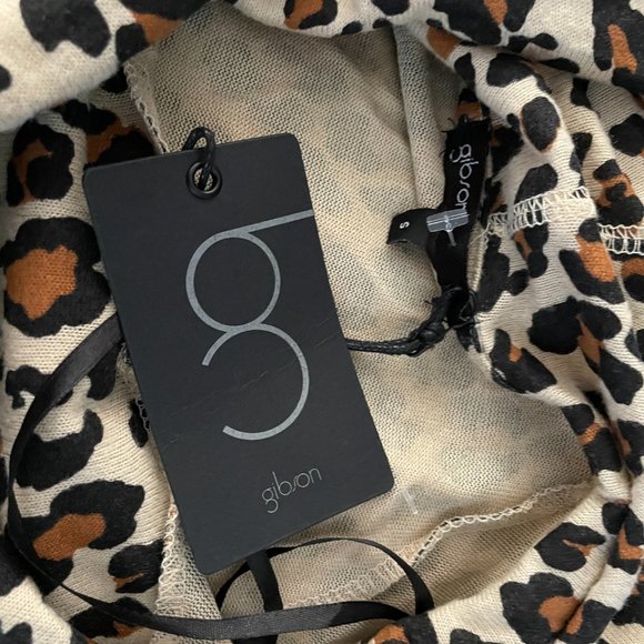 Gibsonlook Leopard Animal Print Convertible Neckline Cozy Fleece Tunic Small - Picture 7 of 7